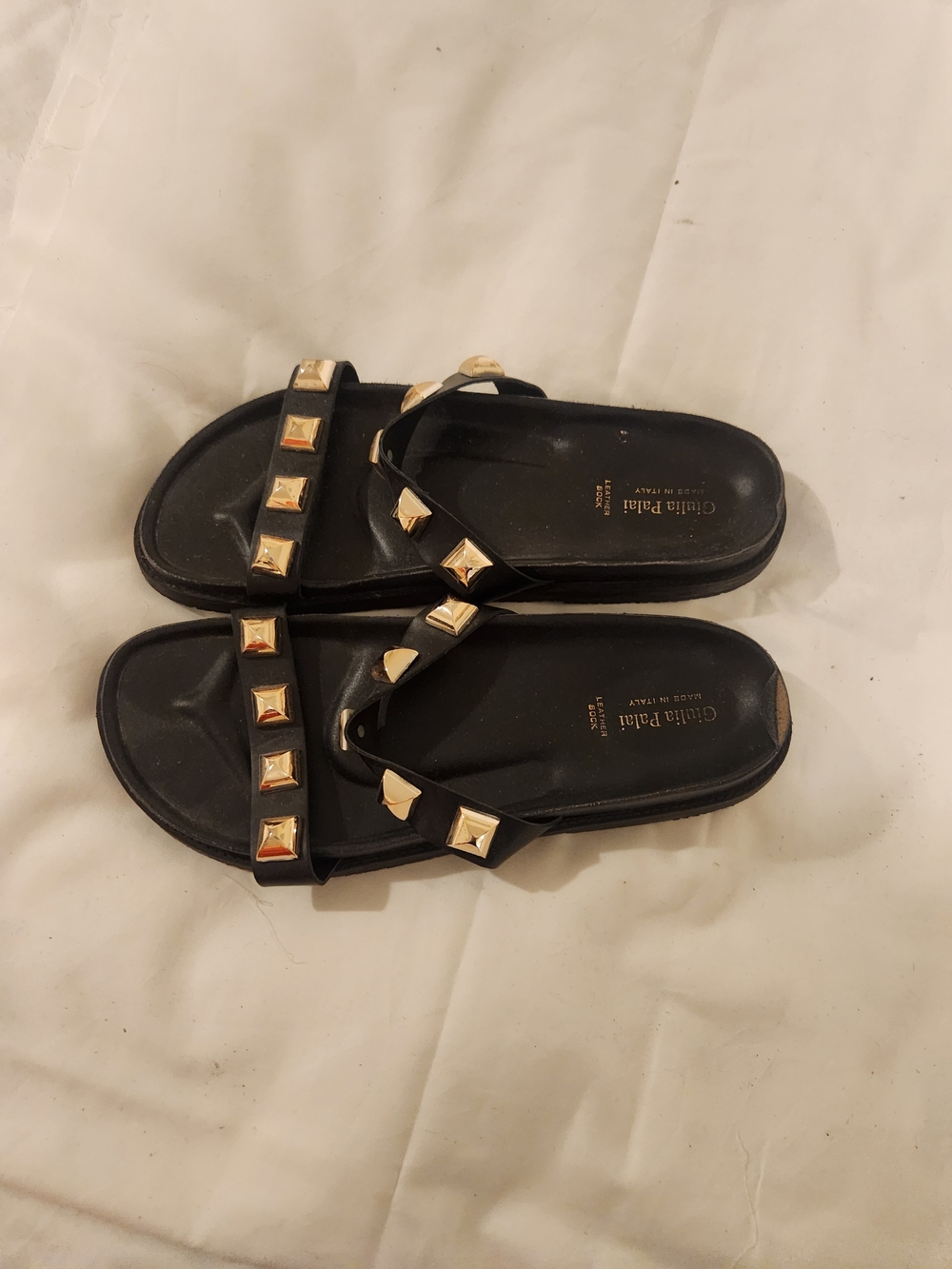 Giulia Pala Black Studded Slide Sandals
